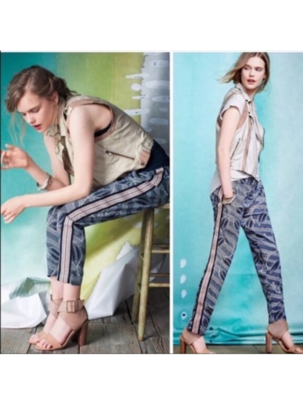 Anthropologie Heihei Lourinha Blue Jogger Pants Size Small
